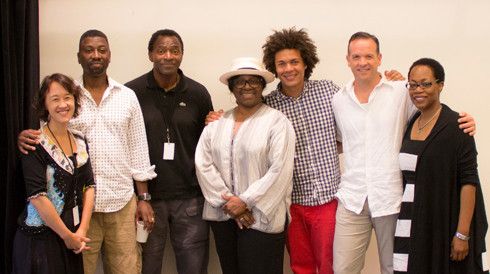 Cast of stop.reset. at NY Signature Theatre: Michi Barall, Teagle F. Bougere, Carl Lumbly, LaTanya Richardson Jackson, I