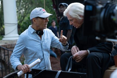 Mark Amin (L) Directs Actor Bruce Dern (C) in Emperor (2020)