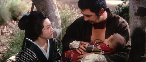 Shintarô Katsu and Hizuru Takachiho in Fight, Zatoichi, Fight (1964)