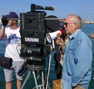 Harrison Engle filming in CINERAMA at the U.S.S. Iowa.