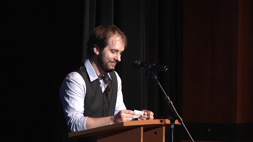 Michael Howard presents the Hint Fiction Film Contest award at the 2012 Vail Film Festival.