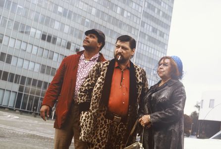 Rainer Werner Fassbinder, Günther Kaufmann, and Brigitte Mira in Kamikaze 89 (1982)