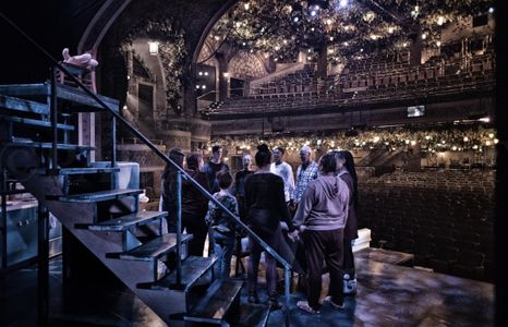 Evan with castmates at Winter Garden Theatre