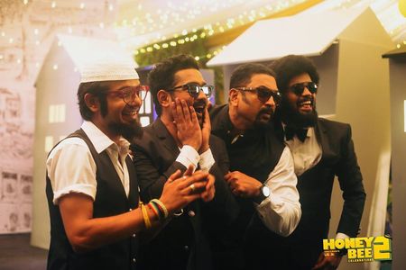 Baburaj, Asif Ali, Sreenath Bhasi, and Balu Varghese in Honey Bee 2: Celebrations (2017)