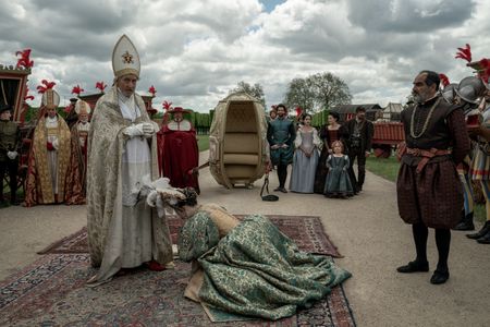 Charles Dance, Enzo Cilenti, Adam Garcia, Kiruna Stamell, Ruby Bentall, Amrita Acharia, and Liv Hill in The Serpent Quee