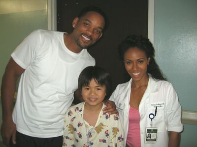 On the set of TNT's HawthoRNe with Jada Pinkett Smith and Will Smith.