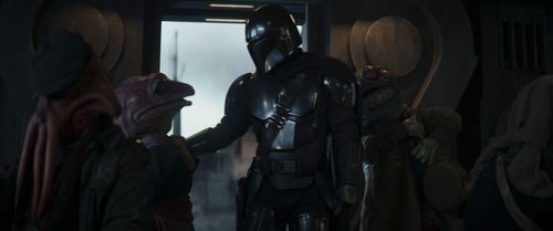 Pedro Pascal, Misty Rosas, and Brendan Wayne in The Mandalorian (2019)