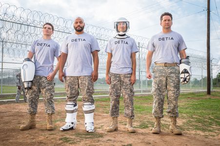 Burnie Burns, Colton Dunn, Gavin Free, and Michael Jones in Lazer Team (2015)