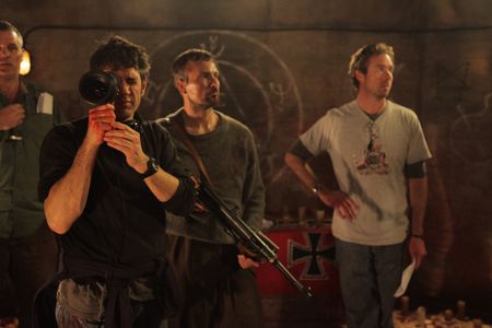 Still of Gaffer Adrian Hebron, Director Paul Campion, Lead Actor Craig Hall, and 1st Assistant Director Richard Matthews