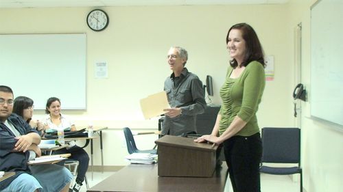 Sharon Jordan's presentation about film and acting to film students at CSUSB.