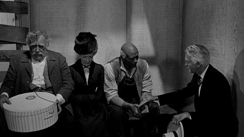 James Stewart, Andy Devine, Vera Miles, and Woody Strode in The Man Who Shot Liberty Valance (1962)