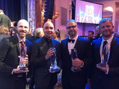 Graeme Cornies with his writing partners Brian Pickett, James Chapple and David Brian Kelly after receiving a BMI Award 