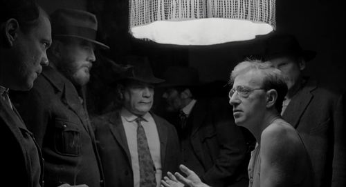 Woody Allen, David Ogden Stiers, Victor Argo, James Rebhorn, and Daniel von Bargen in Shadows and Fog (1991)