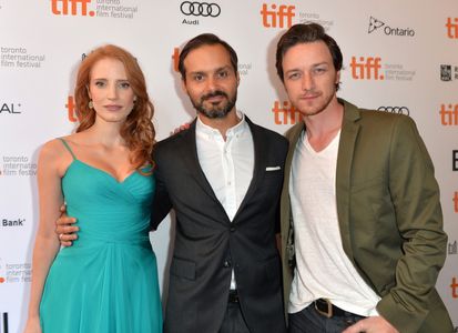 Ned Benson, James McAvoy, and Jessica Chastain at an event for The Disappearance of Eleanor Rigby: Him (2013)