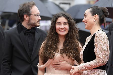 Ece Bagci, Deniz Celiloglu, and Merve Dizdar at an event for About Dry Grasses (2023)