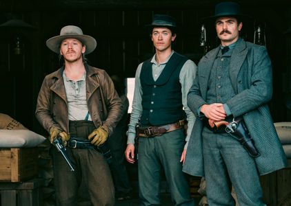 Alex Roe, Daniel Webber, and Tom Blyth in Billy the Kid (2022)