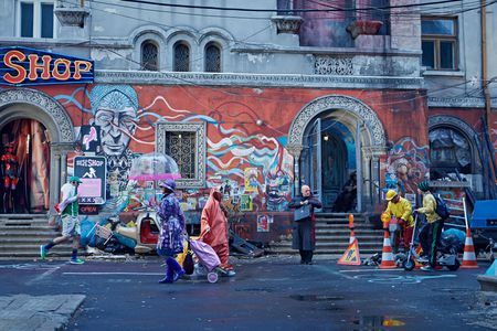 Christoph Waltz and Radu Andrei Micu in The Zero Theorem (2013)