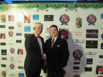 On The Red Carpet with Radio Personality Frank Mottek at Zsa Zsa Gabor and Prinz Frederic's Christmas Party in Bel Air.