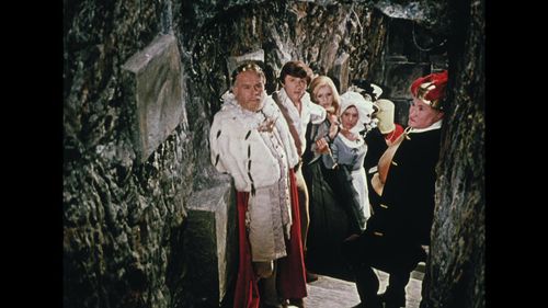 Jaroslav Marvan, Václav Neckár, Helena Vondrácková, Bohus Záhorský, and Stella Zázvorková in The Insanely Sad Princess (