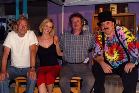 Jack Lancaster, Hannah Harper, Edward L. Plumb, and Peter Atkins on the set of Crustacean