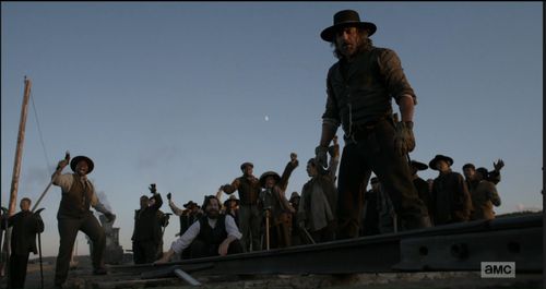 Tim Guinee, Mpho Koaho, Anson Mount, Dohn Norwood, Henry Kwok, and Kim Mark in Hell on Wheels (2011)