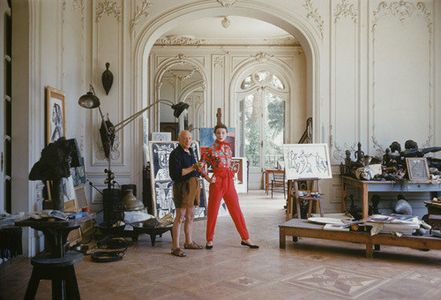 Pablo Picasso with French model Bettina Graziani in his Cannes Villa, La Californie