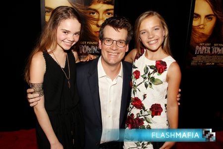 Meg Crosbie with John Green and Hannah Alligood at the Paper Towns premiere.