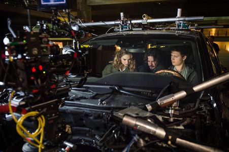 Edgar Wright, Lily James, and Ansel Elgort in Baby Driver (2017)