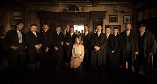 Matthew Postlethwaite & Jeffrey Postlethwaite. The Postlethwaite Twins with the cast of Peaky Blinders (series 1).