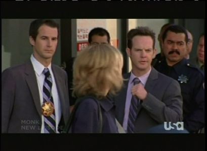 Jonny Lee, Traylor Howard, and Jason Gray-Stanford on Monk.