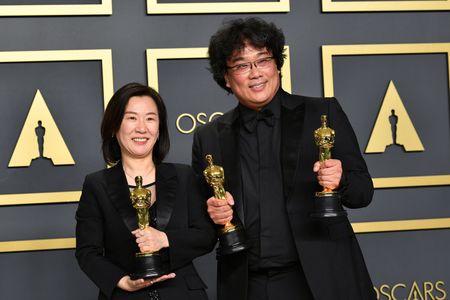 Bong Joon Ho and Kwak Sin-ae at an event for The Oscars (2020)