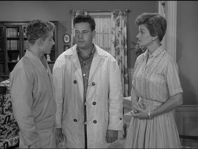 Frank Bank, Barbara Billingsley, and Ken Osmond in Leave It to Beaver (1957)