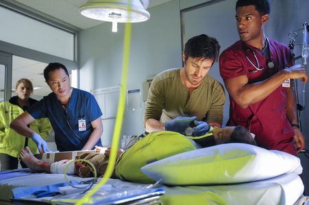 Ken Leung, Eoin Macken, Brit Morgan, and James Roch in The Night Shift (2014)