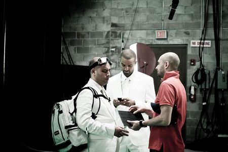 Tony Parker, Jerome Commandeur, Romuald Boulanger on the set. 2011