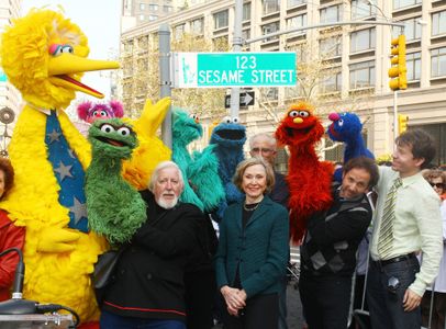 Leslie Carrara-Rudolph, Joan Ganz Cooney, Joey Mazzarino, Carmen Osbahr, David Rudman, Caroll Spinney, and Eric Jacobson