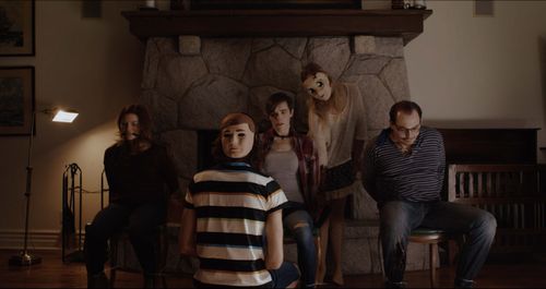 Amanda Kat Fox, Alex Rinehart, Matthew Peschio, Karli Hall, and Schuyler Brumley in They're Inside (2019)