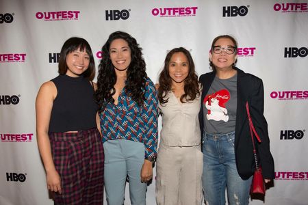 (From left to right) Alyssa Lerner, Lys Perez, Olga Natividad, and Joi Orbe Brown attend Outfest 2018 for the screening 