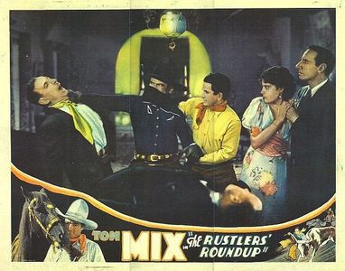 Noah Beery Jr., Douglass Dumbrille, Tom Mix, Diane Sinclair, and William Wagner in The Rustler's Roundup (1933)