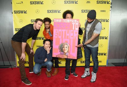 Boots Riley, Omari Hardwick, Jermaine Fowler, Armie Hammer, and Steven Yeun at an event for Sorry to Bother You (2018)