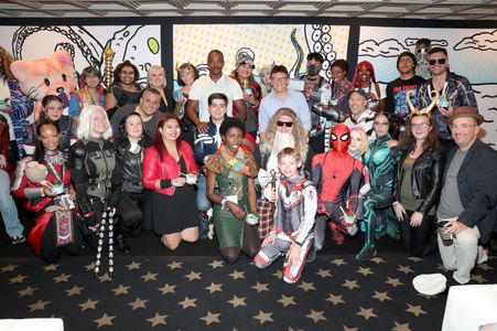 Anthony Russo, Joe Russo, Anthony Mackie, Christopher Markus, and Stephen McFeely at an event for IMDb at San Diego Comi