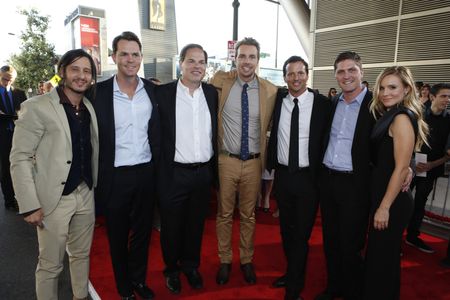 LOS ANGELES, CA - AUGUST 14: (L-R) Producer Andrew Panay, Open Road Films' Jason Cassidy, Open Road Films' Tom Ortenberg