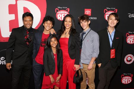 Tristan Allerick Chen with family and friends at the Turning Red premiere