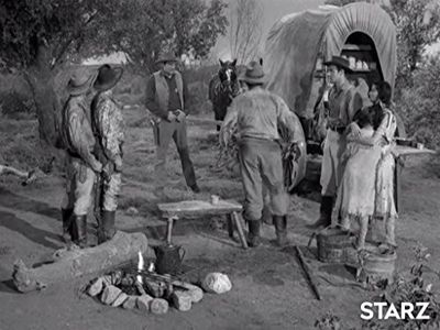 James Arness, Charles Fredericks, Peggy Stewart, Wendy Stuart, and Dennis Weaver in Gunsmoke (1955)