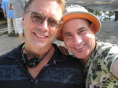 Director, John Schneider and Malcolm Danare. On the set of 