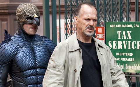 Benjamin Kanes and Michael Keaton on the set of 