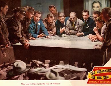 Hume Cronyn, Brian Donlevy, Joseph Calleia, Tom Drake, Hurd Hatfield, Henry O'Neill, and Robert Walker in The Beginning 