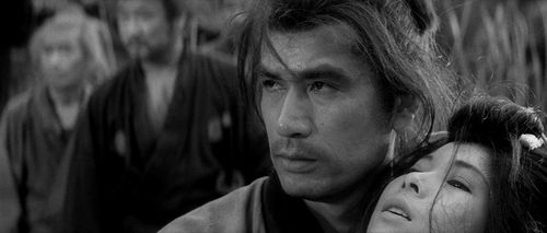 Kamatari Fujiwara, Miyuki Kuwano, Isamu Nagato, and Tetsurô Tanba in Three Outlaw Samurai (1964)