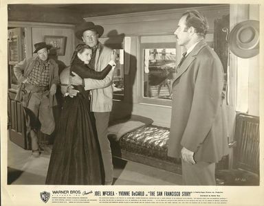 Yvonne De Carlo, Richard Erdman, Joel McCrea, and Onslow Stevens in The San Francisco Story (1952)