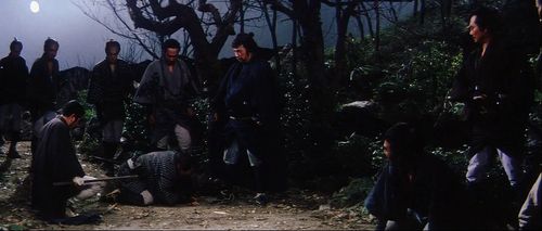 Tatsuya Ishiguro, Shintarô Katsu, and Shôgo Shimada in Zatoichi and the Chest of Gold (1964)