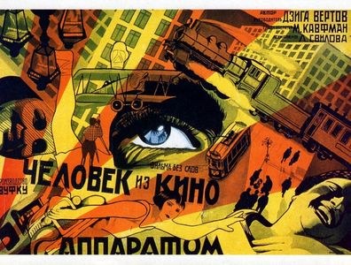 Mikhail Kaufman, Elizaveta Svilova, and Dziga Vertov in Man with a Movie Camera (1929)